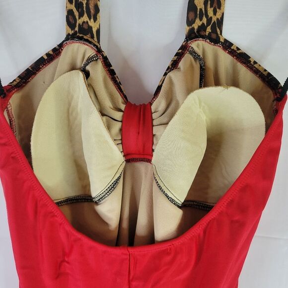 Sugar Doll Red and Leopard Retro PinUp Swimsuit - Picture 10 of 10